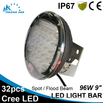 Waterproof Black 9inch 96w led tractor work light car led light bar off road led light bar